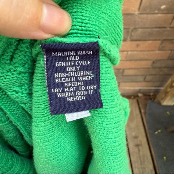 Chaps Emerald Green V-Neck Cable-Knit Sweater Size Large - Picture 6 of 6